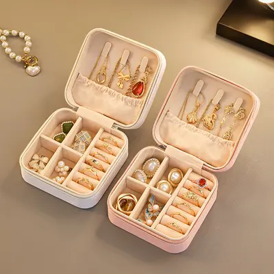 Free shipping jewelry box necklace earring storage box elegant travel portable hand jewelry ring box new style