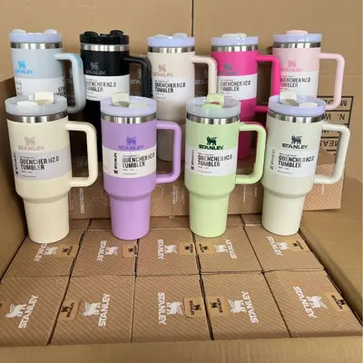 Stanley-Style Handle Straw Tumbler, 304 Stainless Steel Insulated