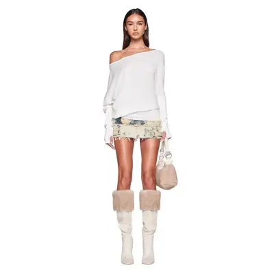 iamgia Off-Shoulder Long-Sleeve Top and Denim Skirt Set