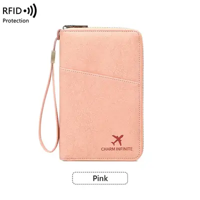 Sınır ötesi yeni RFID anti-manyetik pasaport çantası uzun fermuarlı pasaport tutucu çok fonksiyonlu seyahat bileti depolama belge çantası - 11