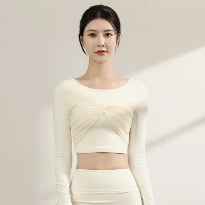 Damen-Yogaset langärmlig, Herbst/Winter, Netzdetail, enge Passform - 7