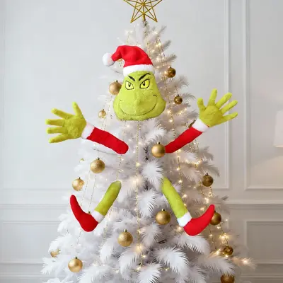 Amazon New Arrival In-Stock Christmas Grinch Plush Hands and Feet Pick DIY Scene Decoration Christmas Tree Ornament