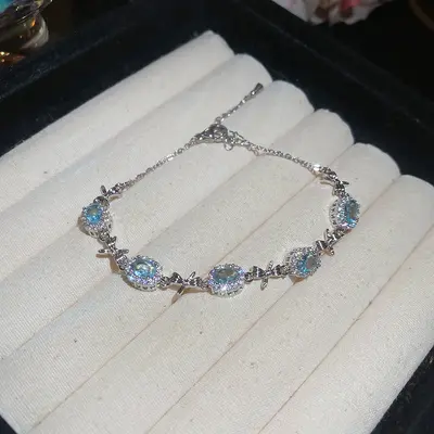 Zirkon oval kelebek yay bileklik, zarif tasarım - 7