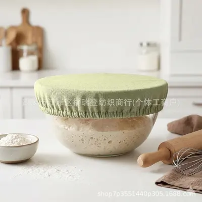 Grenzüberschreitender Lagersbestand Baumwoll-Leinen-Stretch-Schüsselabdeckungen, waschbar, wiederverwendbar, Frischhaltung für Lebensmittel, 5er-Set bowl covers