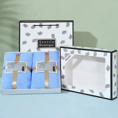 Korallen-Samttuch-Set, 2 Teile, Badetuch Geschenkbox - 4