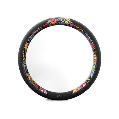 Unisex Suede Steering Wheel Cover, Non-Slip, Cartoon Design