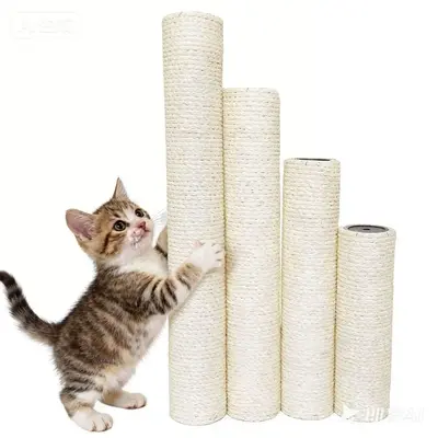 Sisal Rope Cat Scratching Post, Tall Floor-to-Ceiling, Durable Cat Teaser Wand - 9