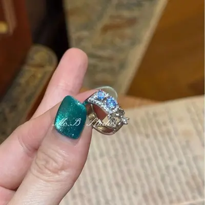 Vintage blue sparkle ring collection for women - 11