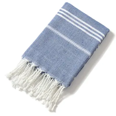 Best-selling cross-border polyester-cotton Turkish beach towel 90*180 with tassels yarn-dyed striped absorbent adult bath towel - 10
