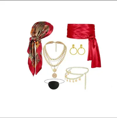 Damen-Piratenkostüm-Set mit Gürtelkette, Halloween Cosplay F068