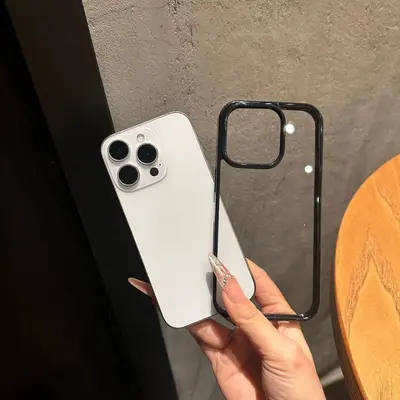 iPhone 16 Pro Max şeffaf akrilik dopamin kontrast renkli kenarlıklı Apple 15 koruyucu kılıf - 6