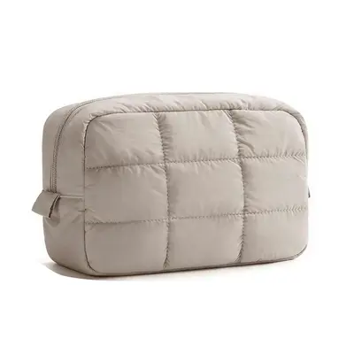 Gesteppte Kosmetiktasche im Puffy-Design, tragbarer Reiseorganizer - 8