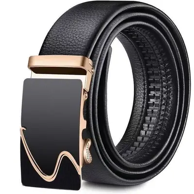 Men's Synthetic Leather Belt Amazon AliExpress Automatic Buckle Versatile Pants Belt Foreign Trade Cross-Border