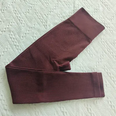 瑜伽服螺纹紧身长裤欧美ins无缝针织性感运动速干健身提臀裤女 - 13