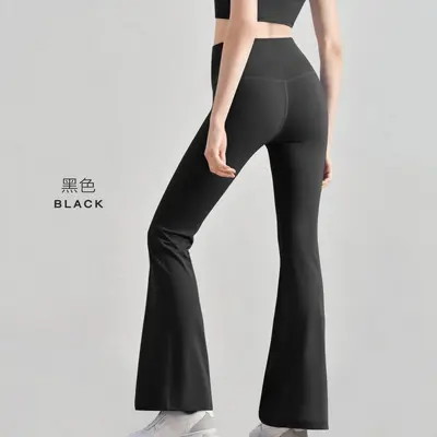 Aido mikro genişleyen yoga pantolonu şeftali rengi kalça kaldırıcı yüksek belli spor pantolonu fitness dar paça genişleyen pantolon geniş bacaklı yoga kıyafeti - 8