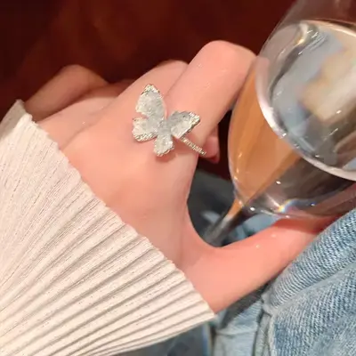Korean luxury zircon pearl ring for women vintage niche design bow knot open adjustable ring hand jewelry - 10