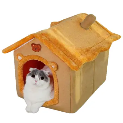 Kedi ve köpek evi yuvası, kışın sıcak tutan, küçük boyutlu köpekler ve kediler, dört mevsim için evrensel, çıkarılabilir ve yıkanabilir köpek evi, kedi yuvası yatağı, evcil hayvan malzemeleri