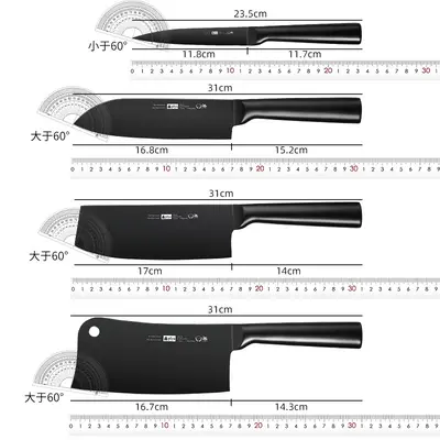 Black steel kitchen knife set, 3-piece knife and cutting board - 5