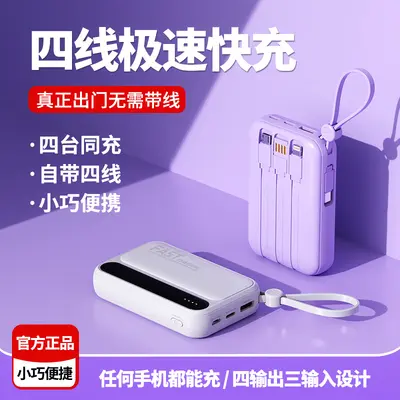 Factory Wholesale Mini Built-in Cable Power Bank 20000mAh Large Capacity Portable Mobile Charger Custom Gift Printing - 3
