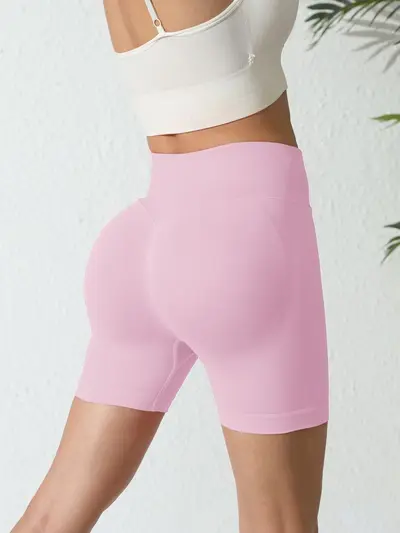 Dikişsiz yüksek belli yoga şortu, nefes alabilen, kalça kaldırıcı - 5