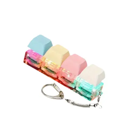 4-Piece Light-Up Stress Relief Keychain, Colorful LED Effect Push Button Fidget Toy