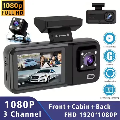 Üç kameralı araç kaydedici, 1080P Full HD, ön/arka/iç kamera, WiFi - 2