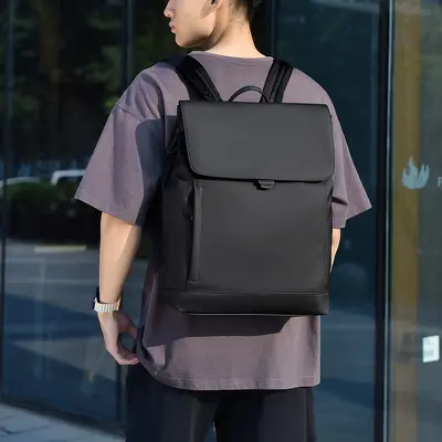 Herren-Business-Rucksack, wasserdichtes PU, Laptop-Tasche, erweiterbar