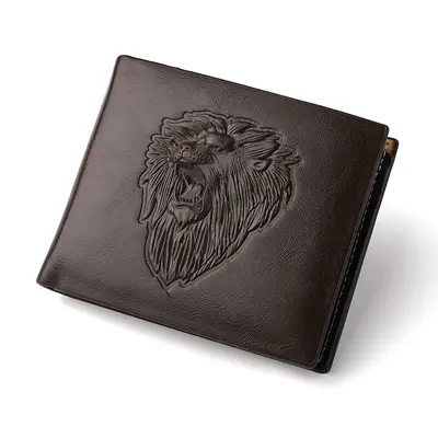 Men's Short Wallet with 3D Embossed Animal Pattern and Zip Coin Pocket - 8