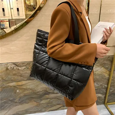 Koreanischer Stil, leichte große Damen-Tote-Bag, Baumwoll-Steppdesign - 5
