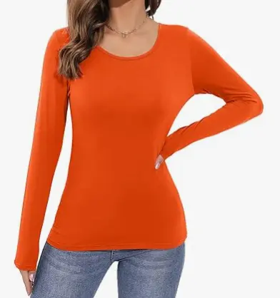 Women's Long-Sleeve Low-Neck Solid Color Base Layer Pullover - 12