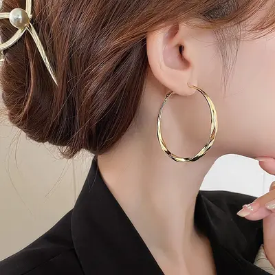 Large flat ring earrings - 2