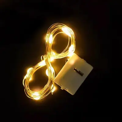 Bakır tel lamba bakır tel dize LED dize ışıkları düğme pil kutusu lamba el sanatları kapalı dize ışıkları yanıp sönen ışıklar - 10