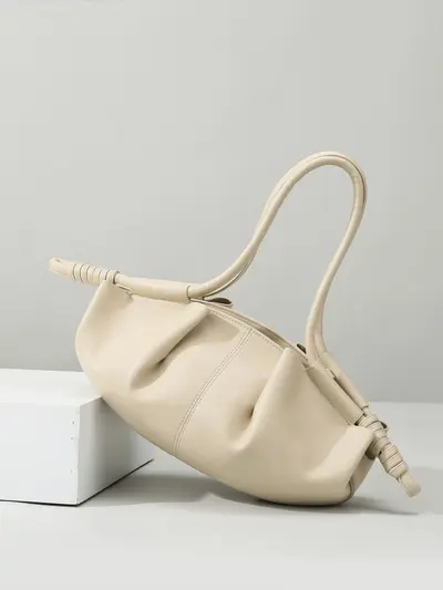 Women's Single-Shoulder Bag, Soft Leather Cloud-Shaped Crossbody Bag