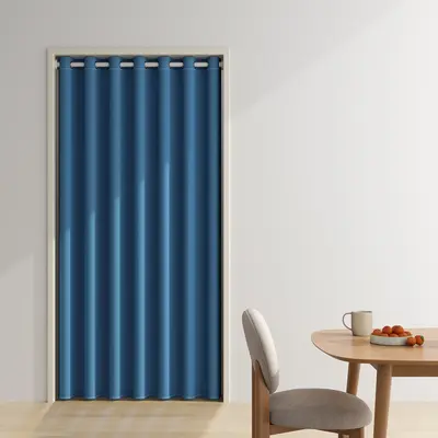 Blackout Door Curtain, Warm and Windproof Partition Curtain, Drill-Free Hanging - 11