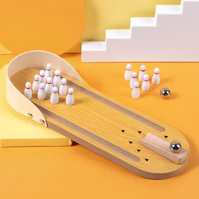 Children's Educational Wooden Mini Bowling Set, Tabletop Game