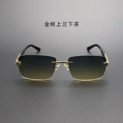 Rahmenlose polygonale Herren-Sonnenbrille, Retro-Modestil - 7