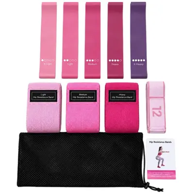 TPE Squat Resistance Band Set with Glute Ring and Yoga Pull Band