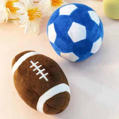 Football and Rugby Themed Interactive Dog Training Toy with Squeaker - 2