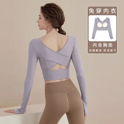 Women's Long-Sleeve Yoga Set, Solid Colour, for Fitness and Pilates - 9
