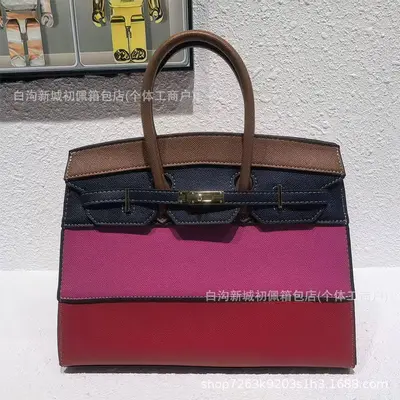 Damen-Patchwork-Platinum-Tasche, großes Fassungsvermögen, minimalistisch - 3