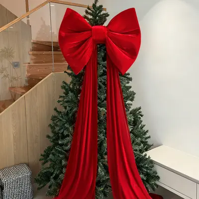 Large Burgundy Velvet Bow Christmas Tree Ornament