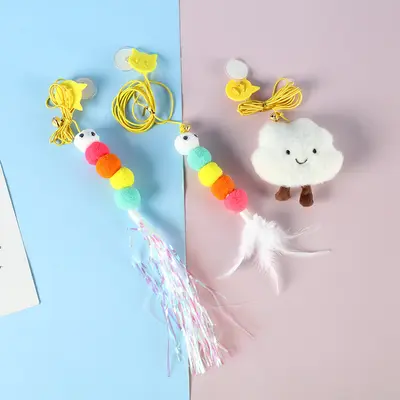 Cat door hanging toy, self-entertaining and boredom relief, cat wand replacement head, retractable bouncing cartoon pet supplies