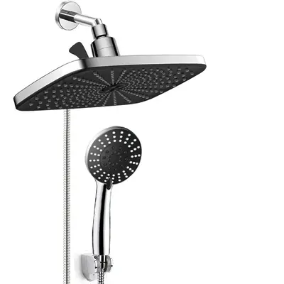 12-Inch Rain Shower Head Set with Diverter and 7-Function Handheld Shower