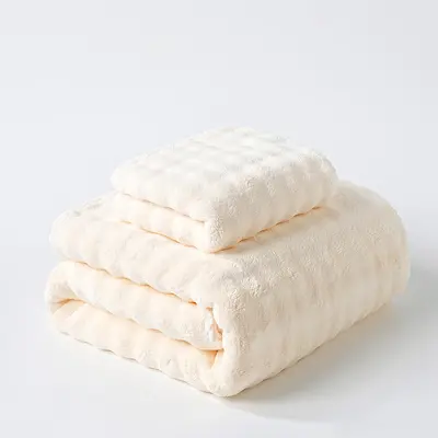 Chuyue 10A Antibacterial Enhanced Brand Bathroom Towel Set, Extra Thick Towel Three-Piece Set, Coral Polar Hair Drying Bonnet Wholesale Factory. - 11