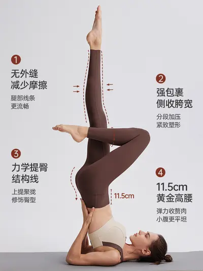 Caijue Upgraded 6th Gen Double-Sided Brushed Shark Pants High-Waist Bare-Feel Yoga Wear Running Fitness Pants Butt-Lifting Yoga Leggings - 5