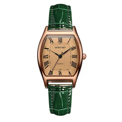 Luxuriös aussehendes Vintage-Armband für Frauen, Herstellergroßhandel für Nischen-Cross-Border-Live-Streaming, Quarzuhr mit fassförmigem Lederarmband, Damenuhr. - 9