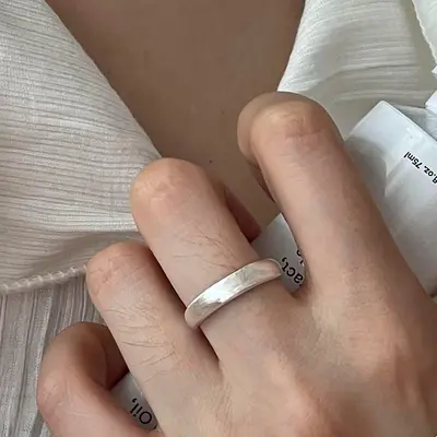 925 silver matte ring women, simple and versatile - 7