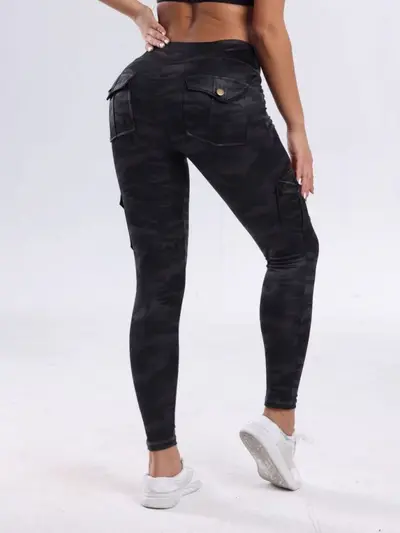 Women's Butt-Lifting Yoga Leggings with Button Pocket, Breathable