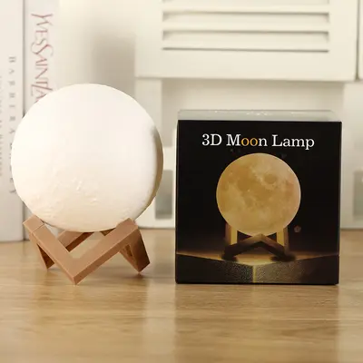 3D ay lambası el boyaması DIY yıldızlı gökyüzü lambası ay lambası LED yatak odası başucu atmosfer gece lambası stüdyo boyalı lamba - 9