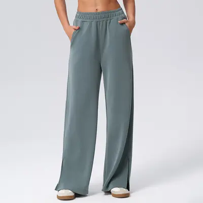Damen fließende Weitbein-Yogahose, locker, kühlendes Material - 9